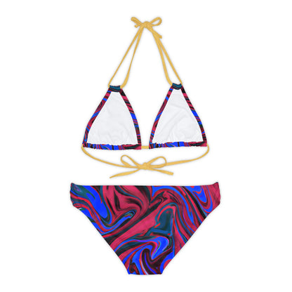 All Over Prints - Women's Ocean Blue Wave Strappy Bikini - Acid Daddy