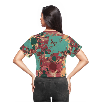 Crop Top Tees - Women's Marsala Peacock Blue Crop Top Tee - Acid Daddy