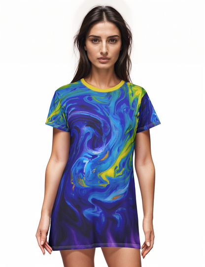 T - Shirt Dresses - Blue Vortex T - Shirt Dress - Acid Daddy