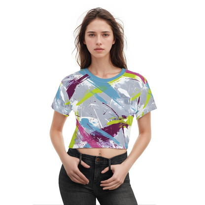 Crop Top Tees - Women's Cerulean Splash Crop Top Tee - Acid Daddy