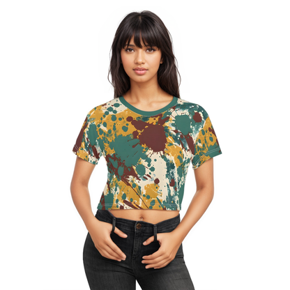 Crop Top Tees - Marsala Gold Splash Crop Top Tee - Acid Daddy