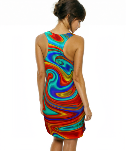 All Over Prints - Blue Mirage Racerback Dress - Acid Daddy