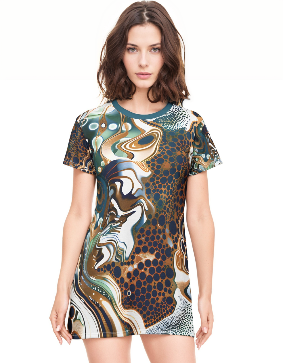 T - Shirt Dresses - Psychedelic Sapphire Gold T - Shirt Dress - Acid Daddy