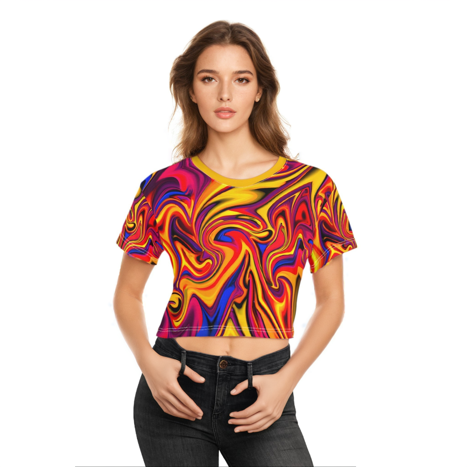 All Over Prints - Women's Fruity Banter Fun Crop Top Tee - Acid Daddy