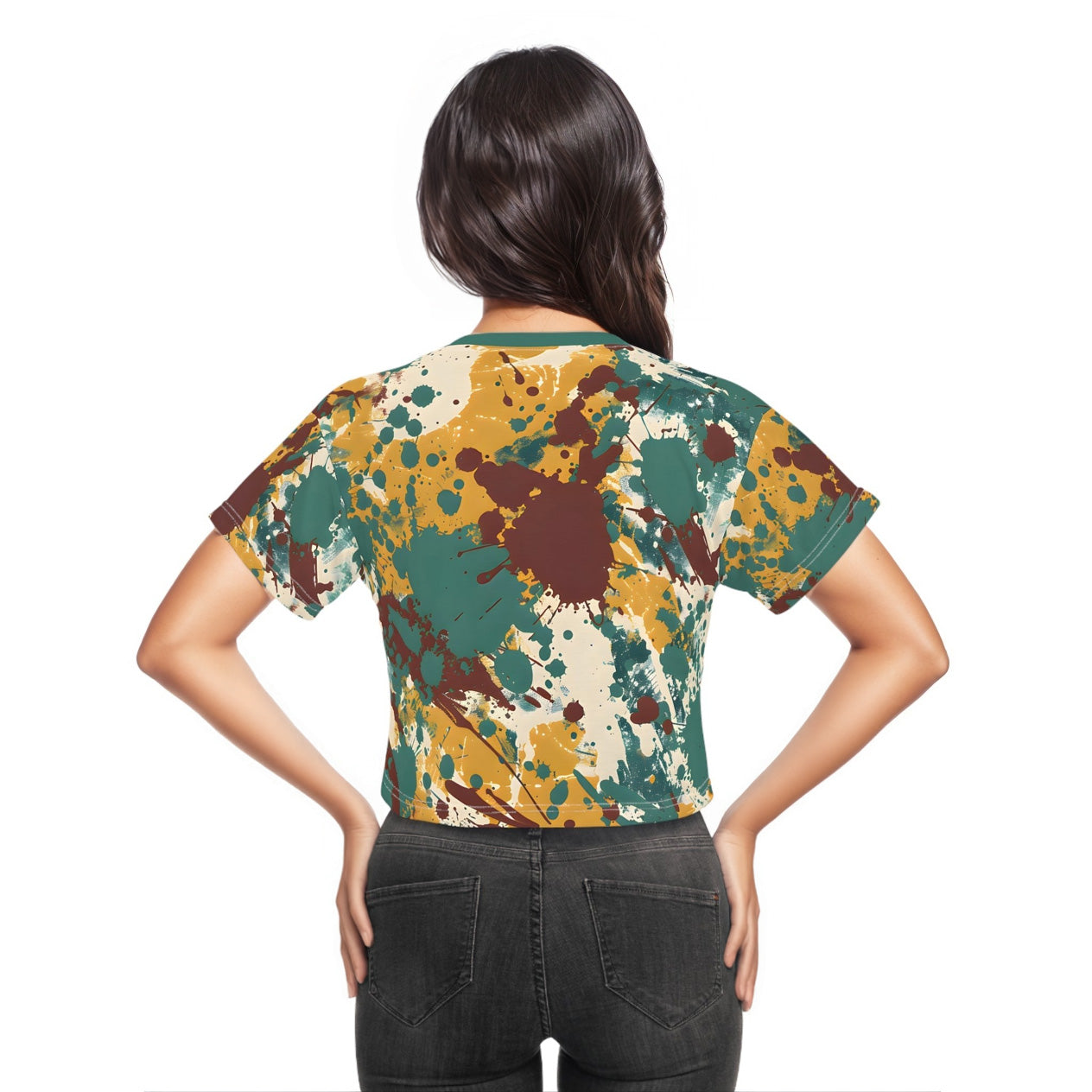 Crop Top Tees - Marsala Gold Splash Crop Top Tee - Acid Daddy