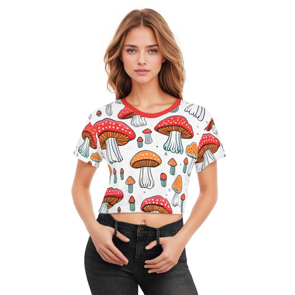 Crop Top Tees - Women's Mushroom Pie Crop Top Tee - Acid Daddy