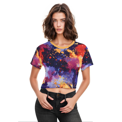 Crop Top Tees - Electric Tomato Splash Crop Top Tee - Acid Daddy