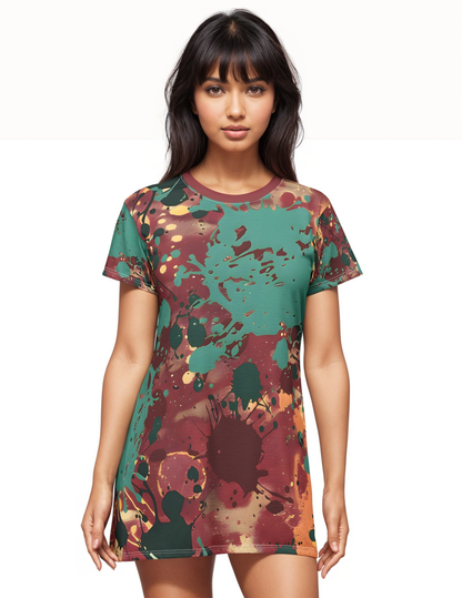 Festival Dresses - Marsala Splash T - Shirt Dress - Acid Daddy