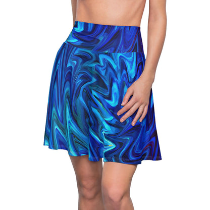 All Over Prints - Blue Vortex Skater Skirt - Acid Daddy