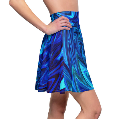 All Over Prints - Blue Vortex Skater Skirt - Acid Daddy