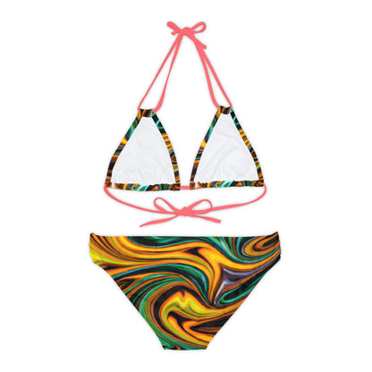 All Over Prints - Golden Greens Strappy Bikini - Acid Daddy