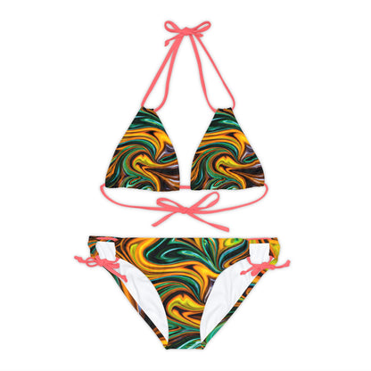 All Over Prints - Golden Greens Strappy Bikini - Acid Daddy