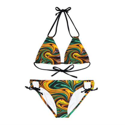 All Over Prints - Golden Greens Strappy Bikini - Acid Daddy