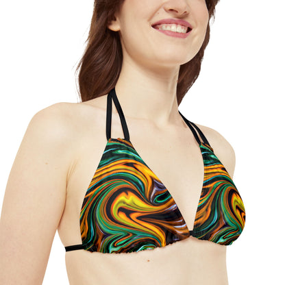 All Over Prints - Golden Greens Strappy Bikini - Acid Daddy