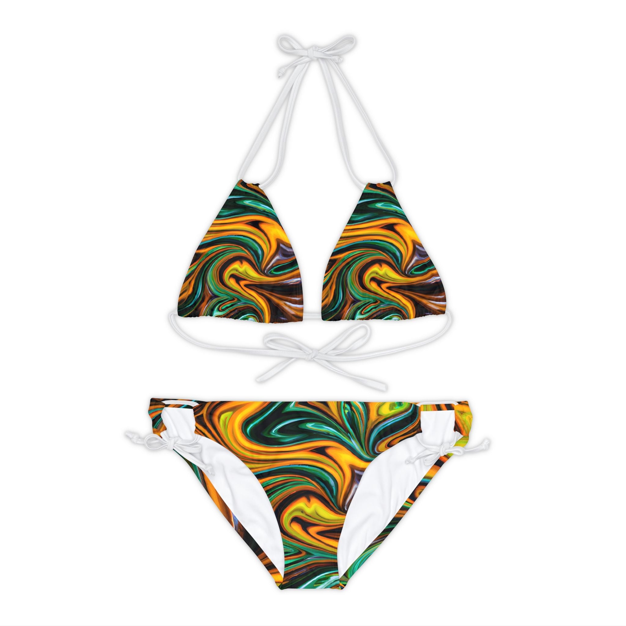 All Over Prints - Golden Greens Strappy Bikini - Acid Daddy