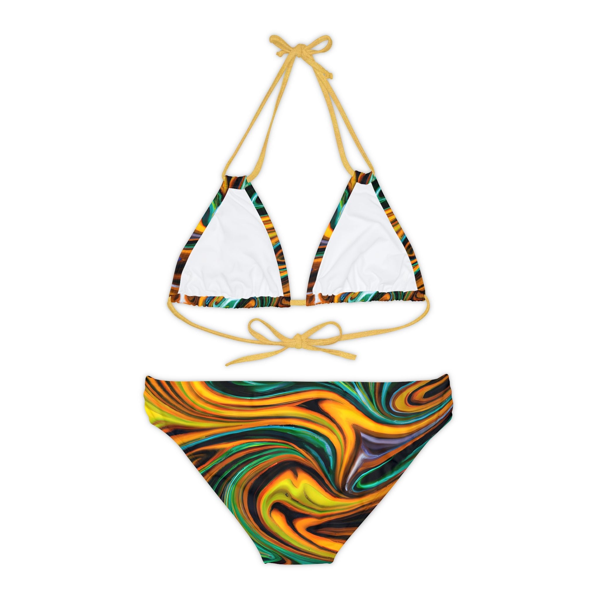 All Over Prints - Golden Greens Strappy Bikini - Acid Daddy