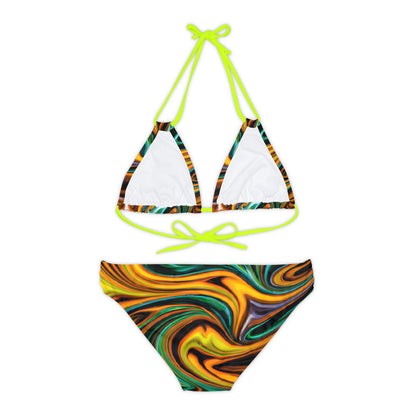 All Over Prints - Golden Greens Strappy Bikini - Acid Daddy