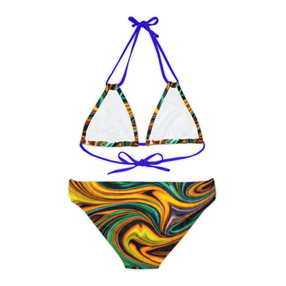 All Over Prints - Golden Greens Strappy Bikini - Acid Daddy