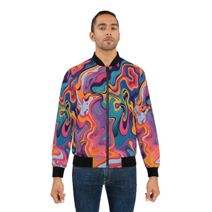 All Over Prints - Men's Psychedlic Peach Lilac Bomber Jacket - Acid Daddy