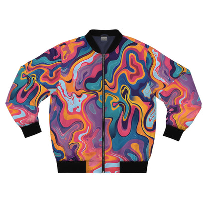 All Over Prints - Men's Psychedlic Peach Lilac Bomber Jacket - Acid Daddy