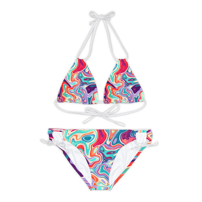 All Over Prints - Psychedelic Turquoise Strappy Bikini - Acid Daddy