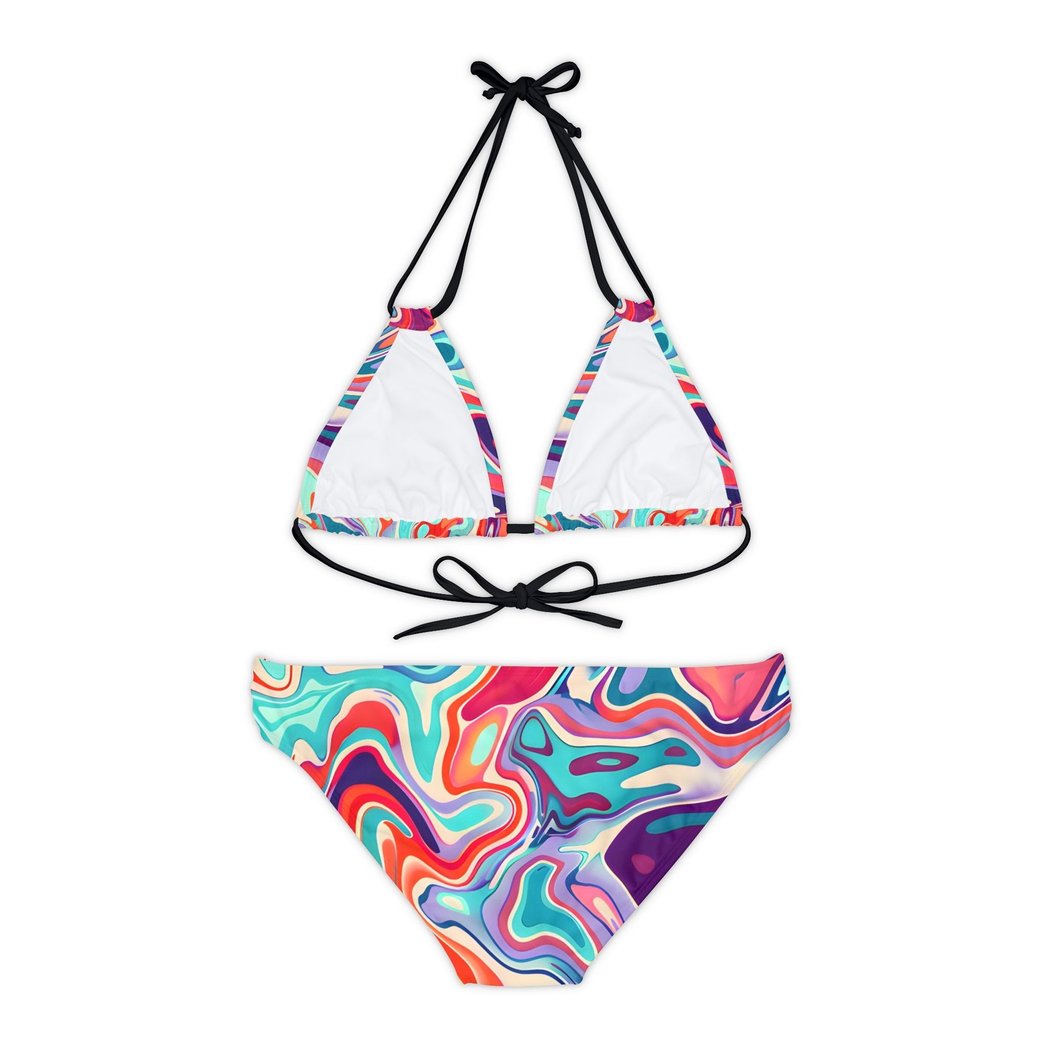 All Over Prints - Psychedelic Turquoise Strappy Bikini - Acid Daddy