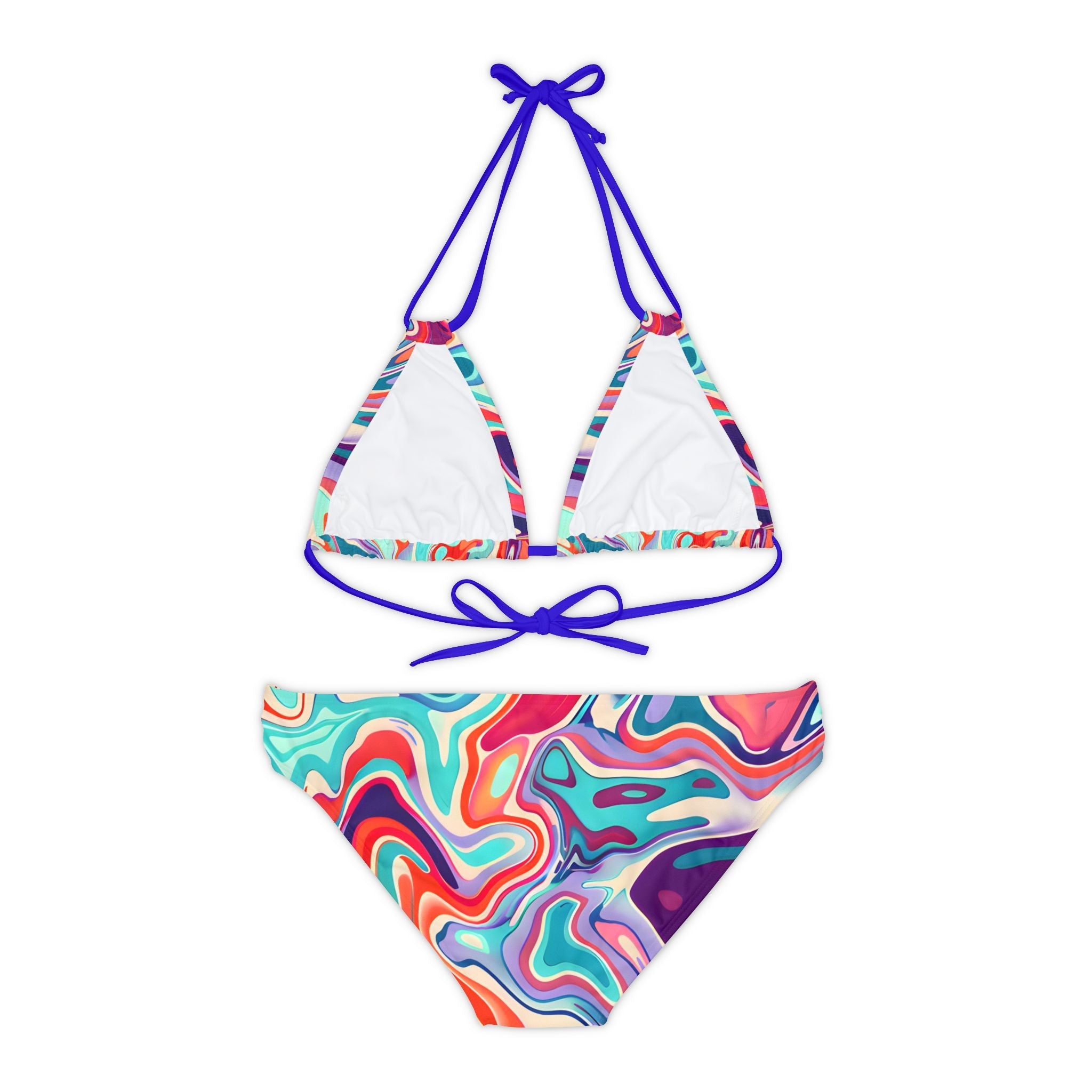 All Over Prints - Psychedelic Turquoise Strappy Bikini - Acid Daddy