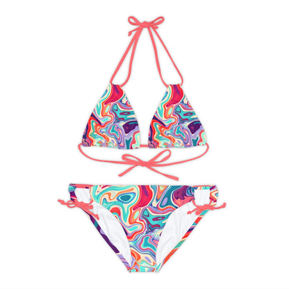 All Over Prints - Psychedelic Turquoise Strappy Bikini - Acid Daddy