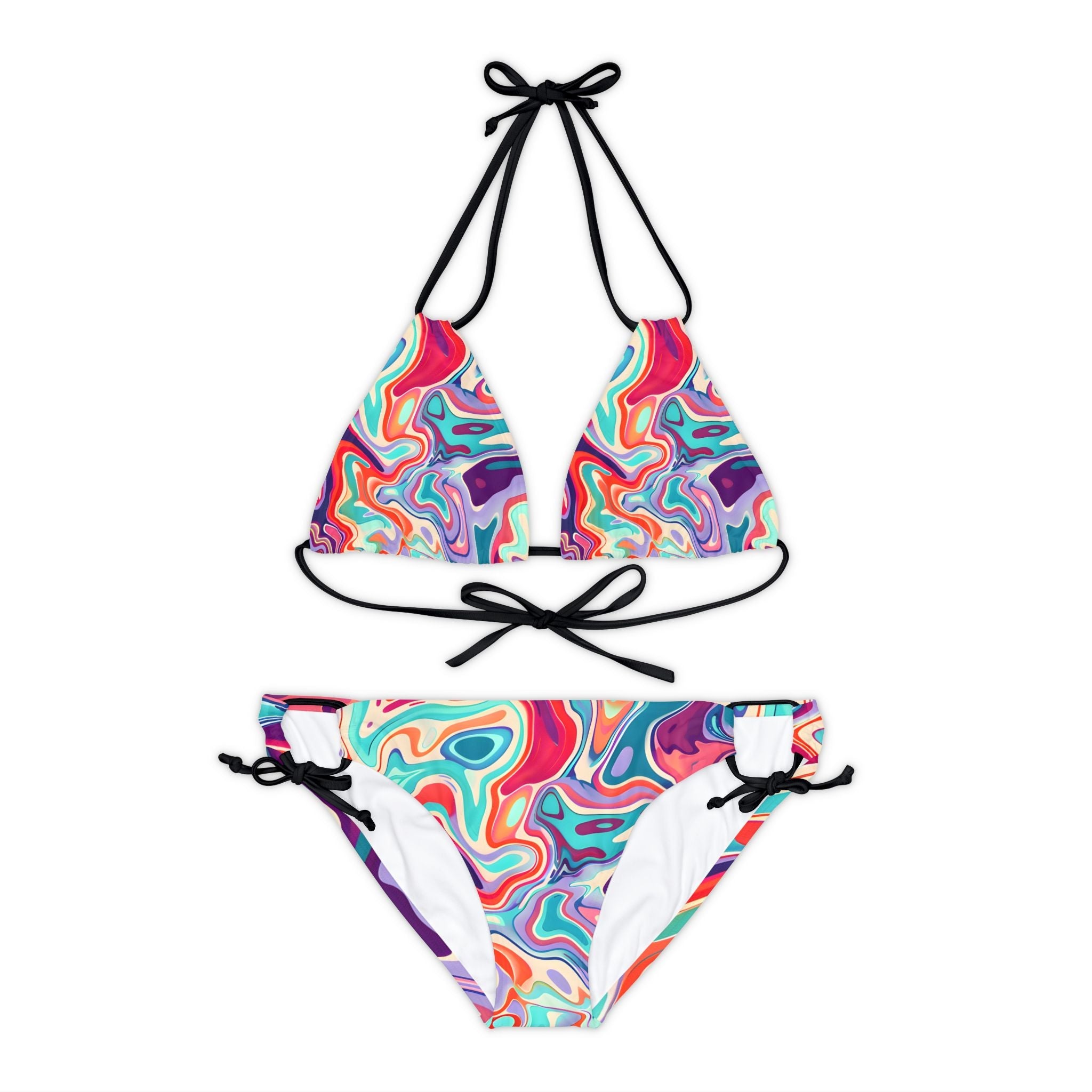 All Over Prints - Psychedelic Turquoise Strappy Bikini - Acid Daddy