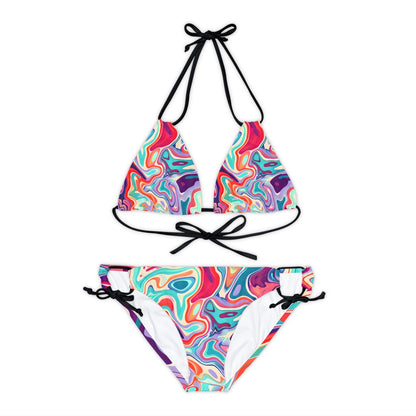 All Over Prints - Psychedelic Turquoise Strappy Bikini - Acid Daddy