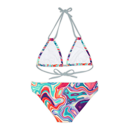 All Over Prints - Psychedelic Turquoise Strappy Bikini - Acid Daddy