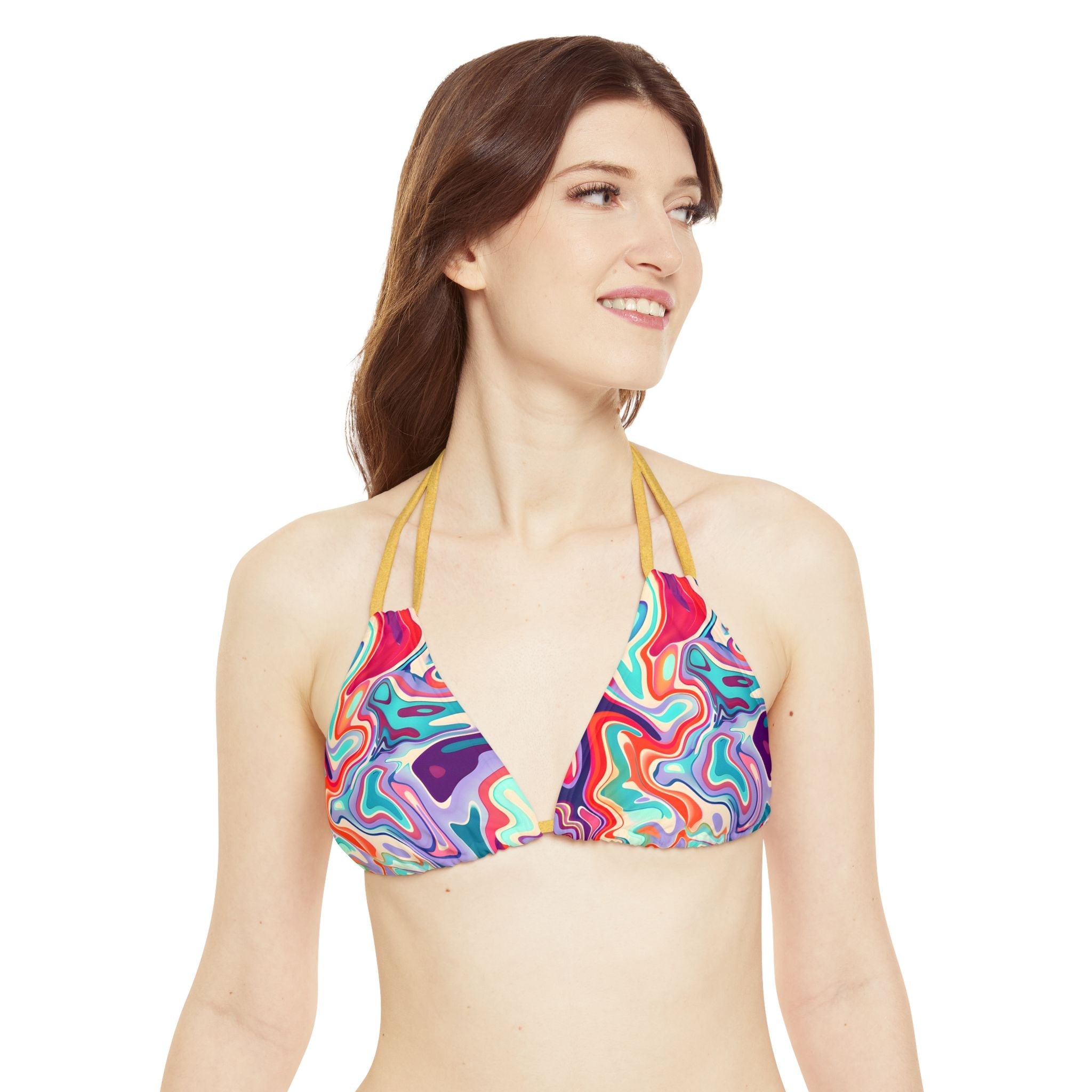 All Over Prints - Psychedelic Turquoise Strappy Bikini - Acid Daddy