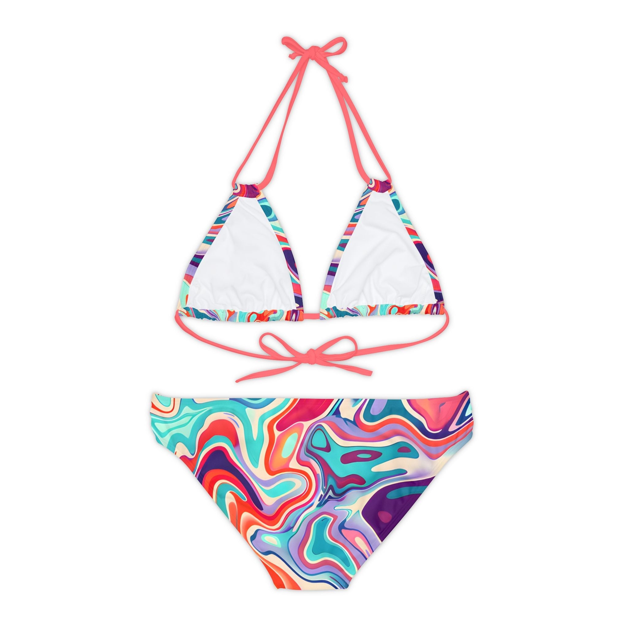 All Over Prints - Psychedelic Turquoise Strappy Bikini - Acid Daddy