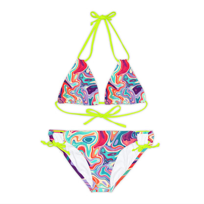 All Over Prints - Psychedelic Turquoise Strappy Bikini - Acid Daddy