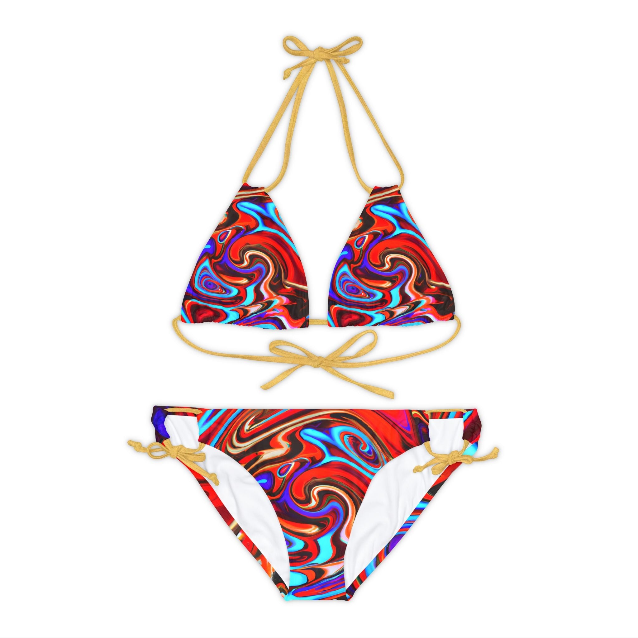 All Over Prints - Red Vortex Strappy Bikini - Acid Daddy