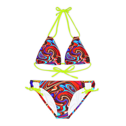 All Over Prints - Red Vortex Strappy Bikini - Acid Daddy