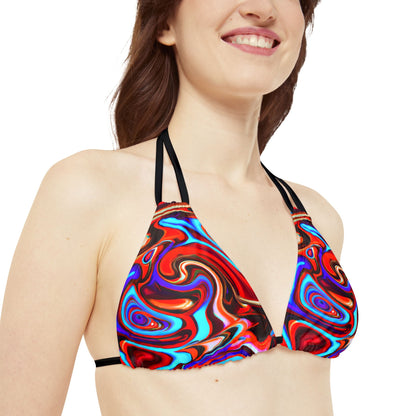 All Over Prints - Red Vortex Strappy Bikini - Acid Daddy