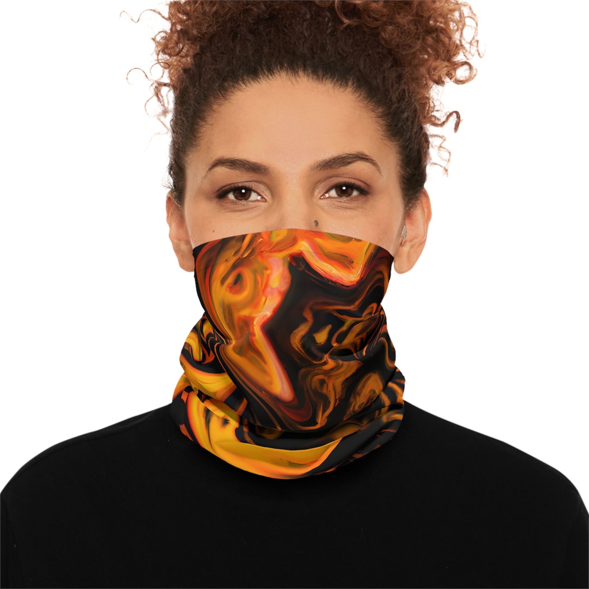 Gaiters - Black Flame Swirl Lightweight Neck Gaiter - Acid Daddy