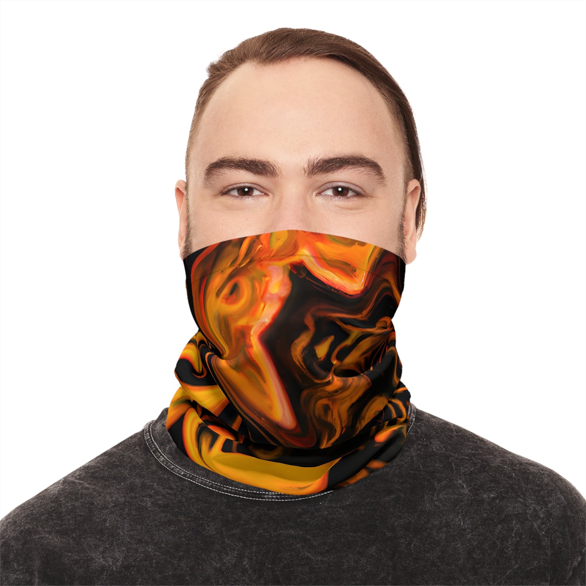 Gaiters - Black Flame Swirl Lightweight Neck Gaiter - Acid Daddy