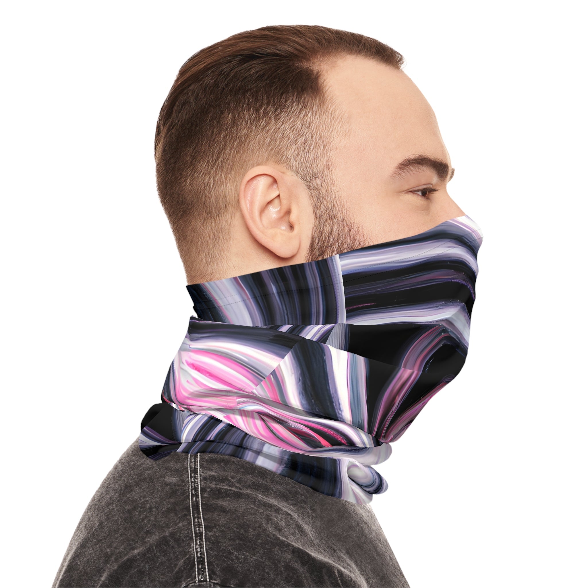 Gaiters - Black Pink Spin Midweight Neck Gaiter - Acid Daddy