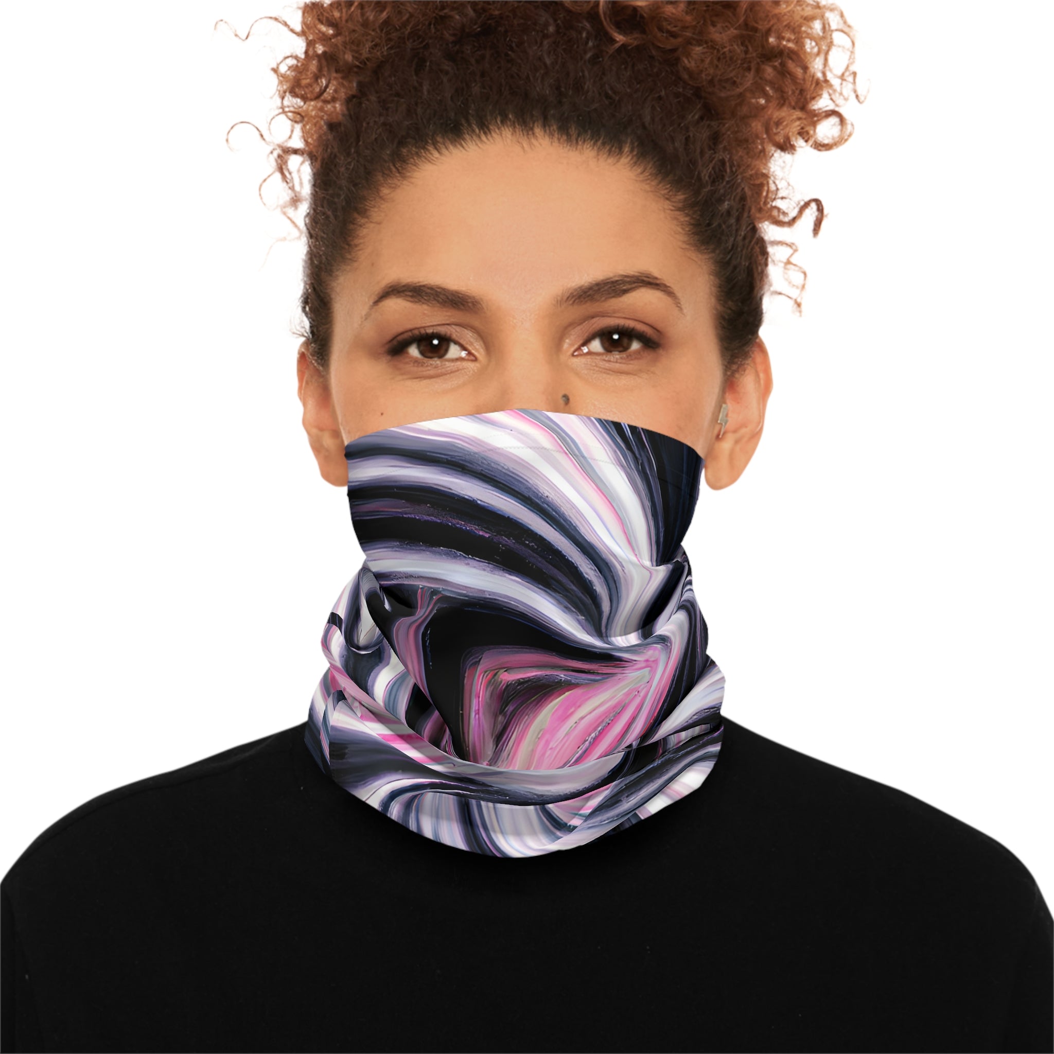 Gaiters - Black Pink Spin Midweight Neck Gaiter - Acid Daddy