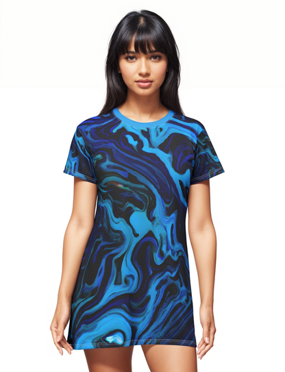 T - Shirt Dresses - Azure Cascade T - Shirt Dress - Acid Daddy