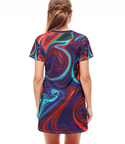 Festival Dresses - Cosmic Moon T - Shirt Dress - Acid Daddy