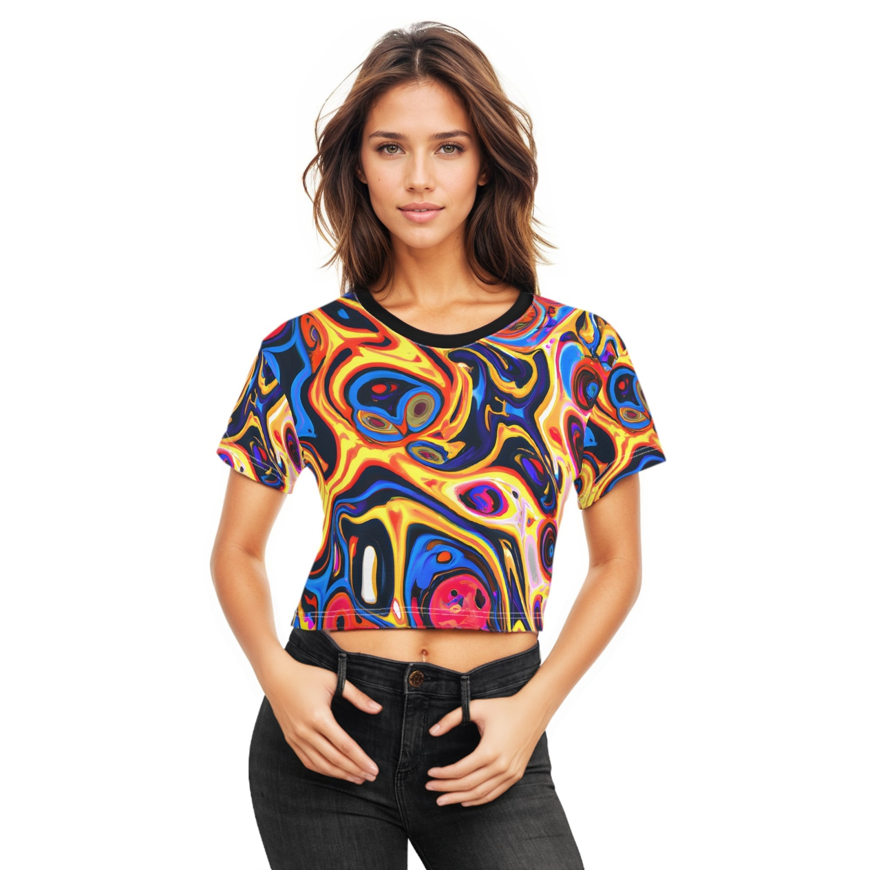 Crop Top Tees - Women's Hypnotic Crop Top Tee - Acid Daddy