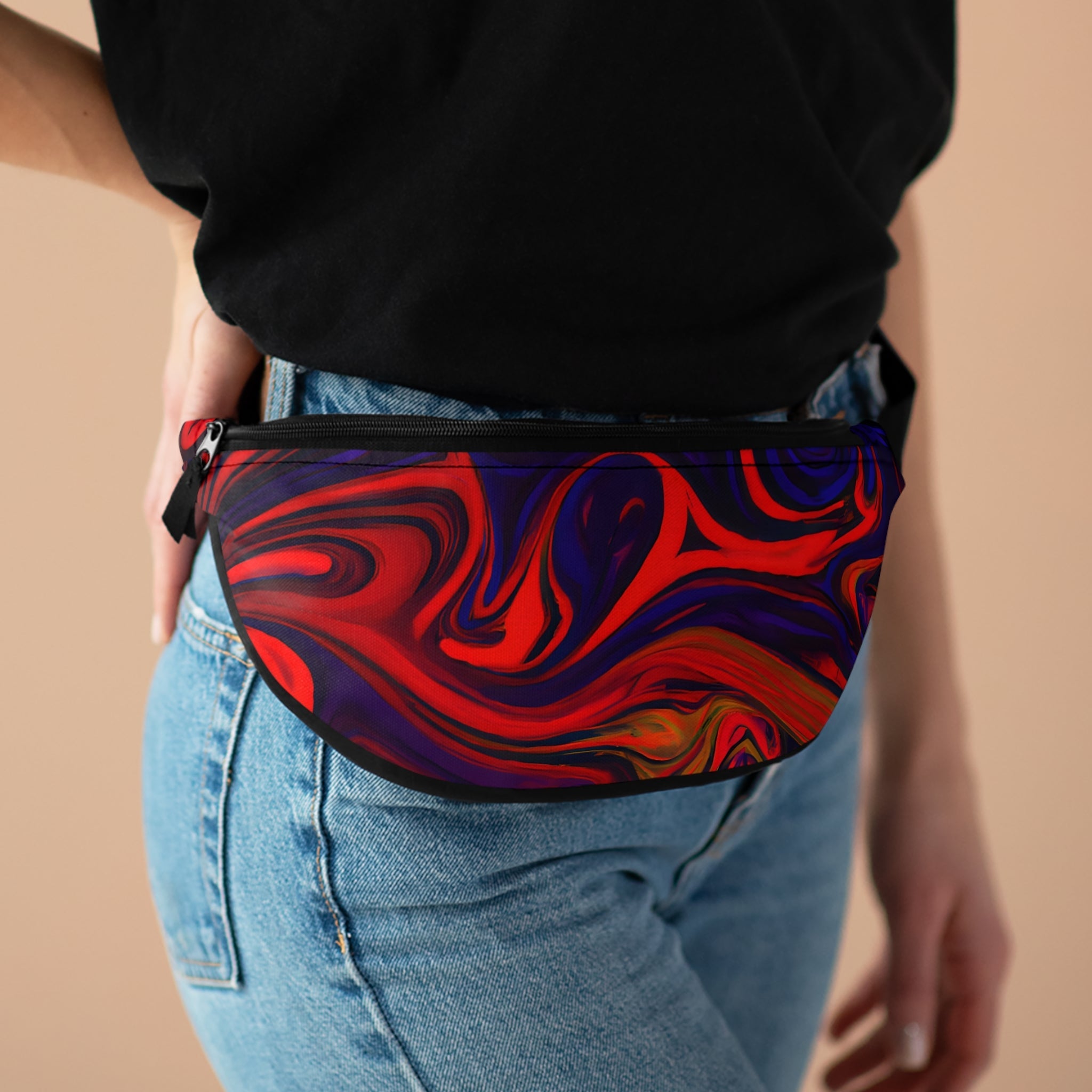 Fanny Packs - Enigmatic Red Rave Festival Fanny Pack (Medium) - Acid Daddy