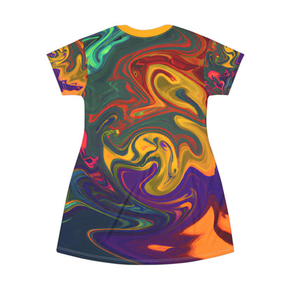 Festival Dresses - Golden Drip T - Shirt Dress - Acid Daddy