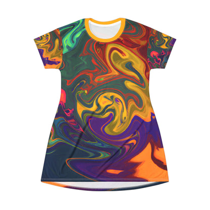 Festival Dresses - Golden Drip T - Shirt Dress - Acid Daddy