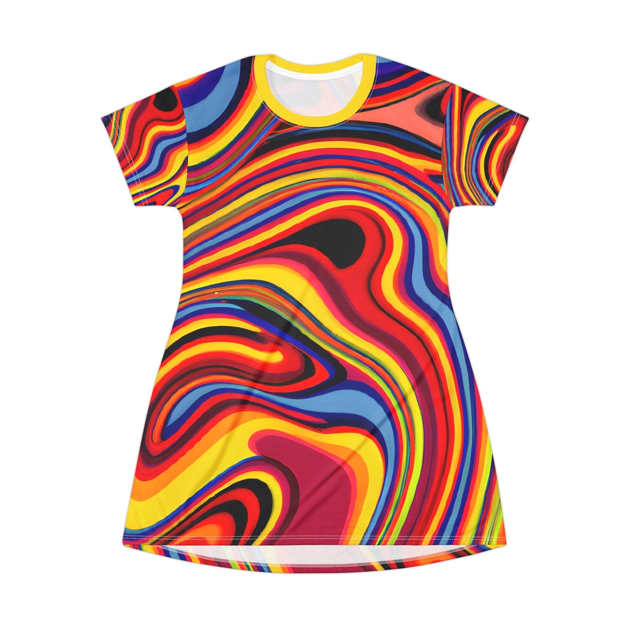 Festival Dresses - Retro Swirl T - Shirt Dress - Acid Daddy