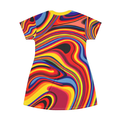 Festival Dresses - Retro Swirl T - Shirt Dress - Acid Daddy