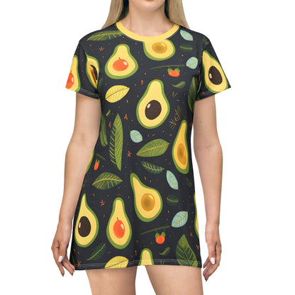 Festival Dresses - Avocado Extravaganza T - Shirt Dress - Acid Daddy